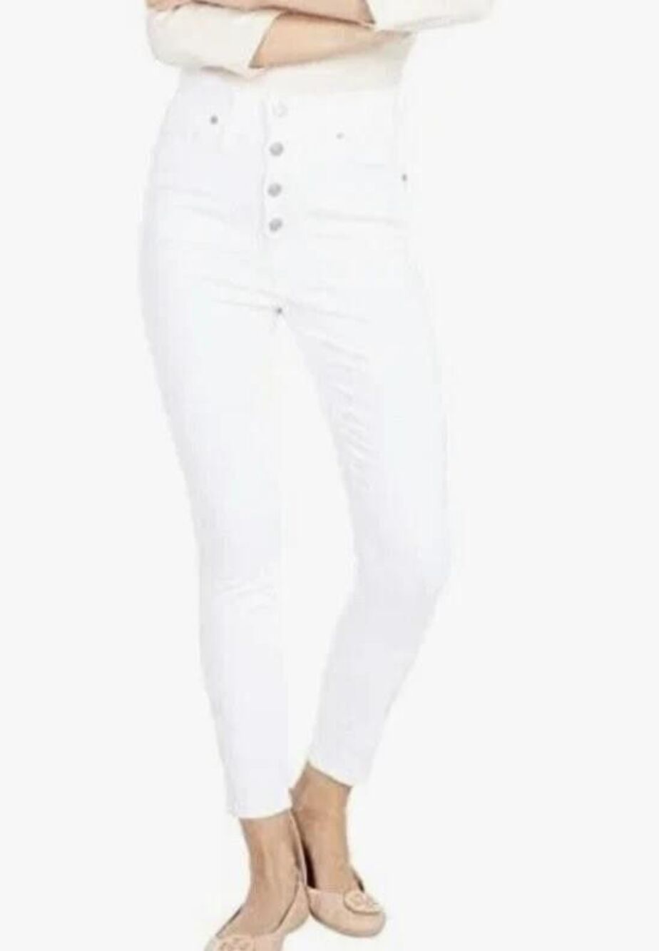 Madewell White Denim Button Fly 10" High Rise Skinny Crop Jeans Sz 31 Petite NWT